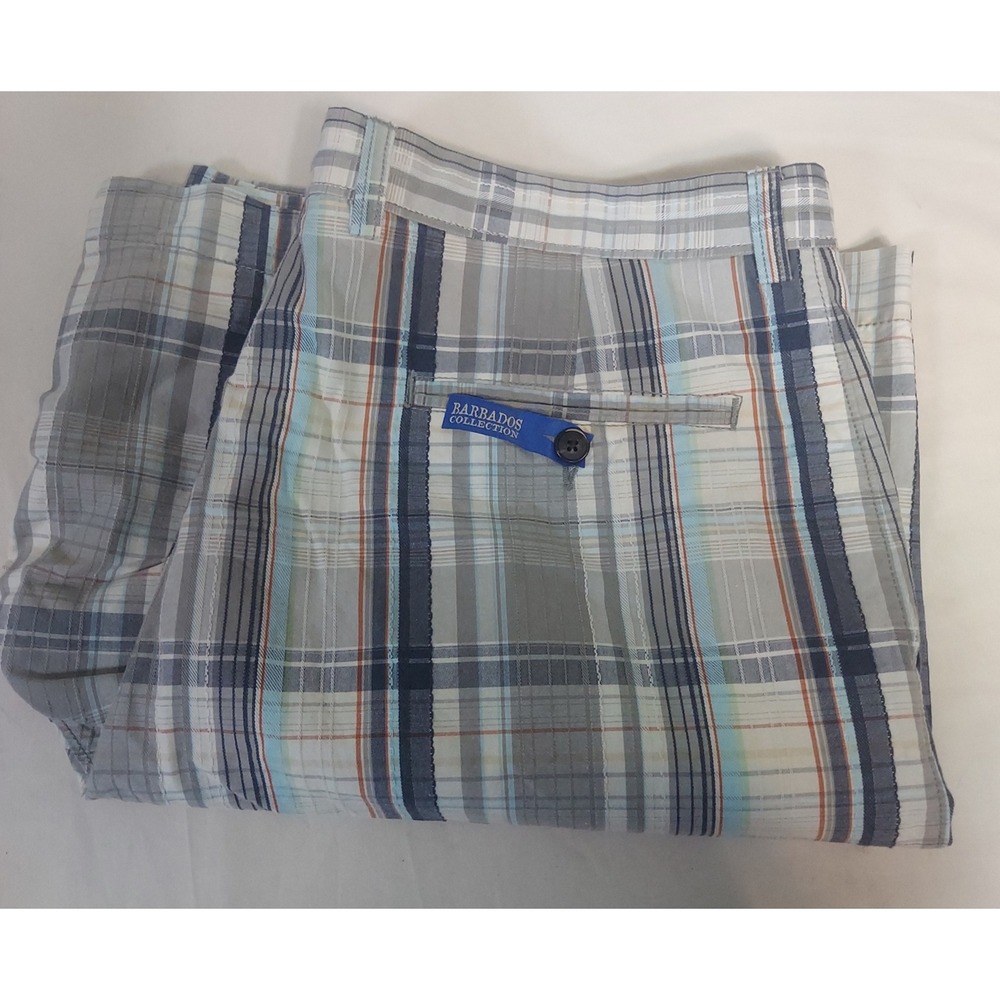 Mens Barbados‎ Collection Plaid Shorts Flat Front Casual NWT
